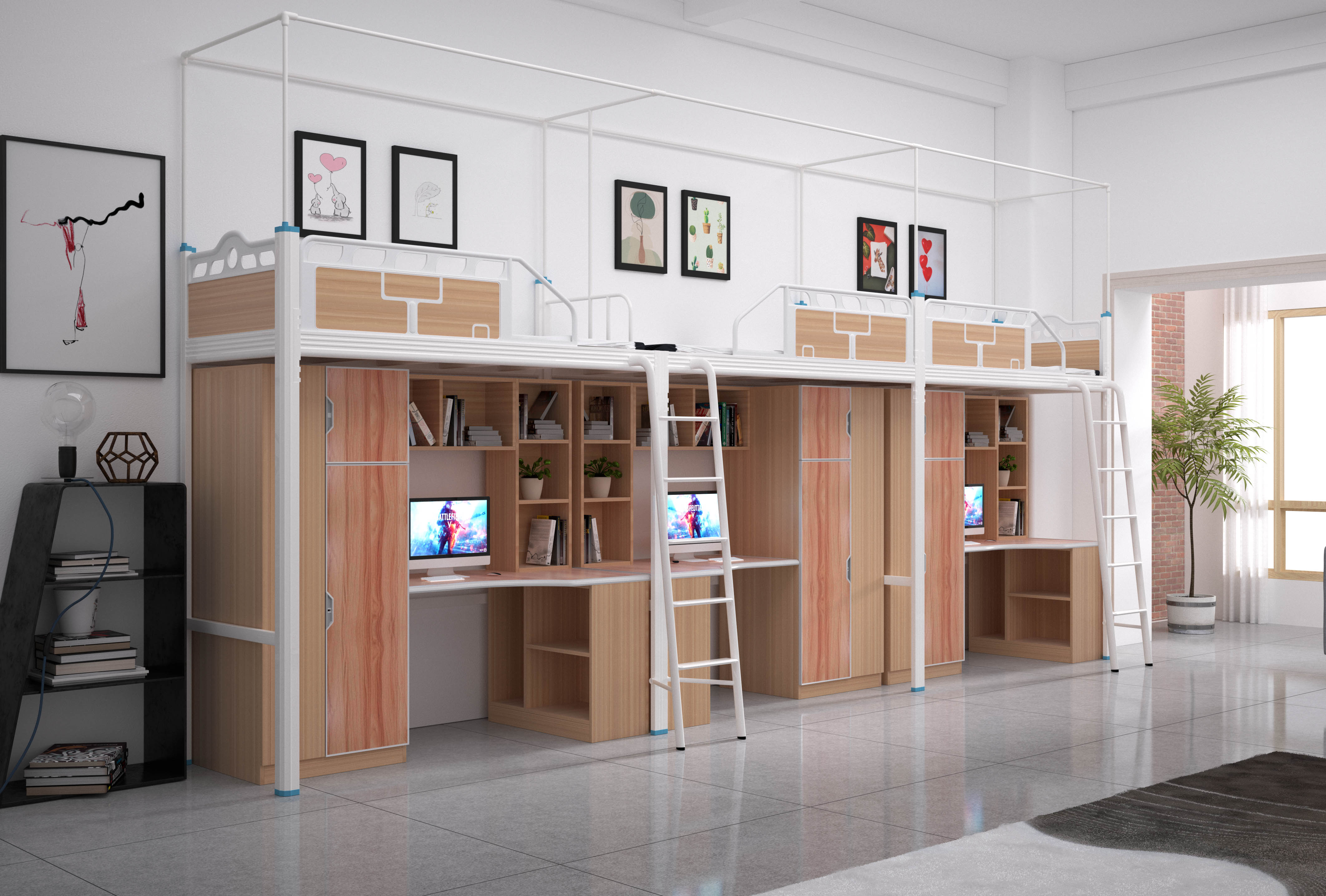 连体外弯公寓床